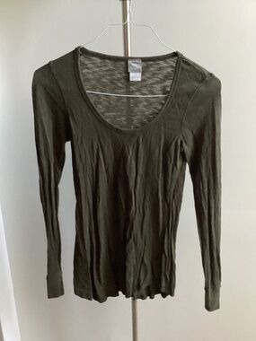Olive “burnout” long sleeve top